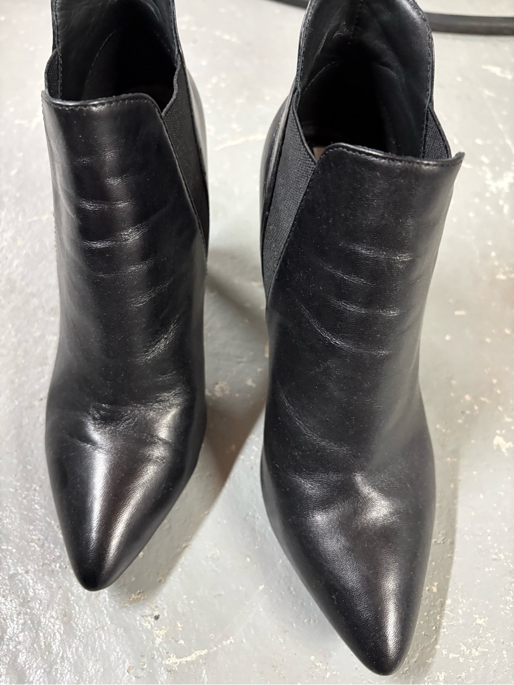 Geox Caroline Buty Black Pointed Leather Ankle Booties